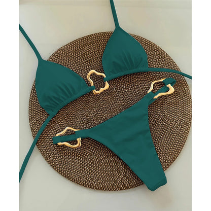 Sexy Halter Micro Bikini 2025 Women Swimsuit Solid Swimwear Thong Bikinis Set Brazilian Beach Wear Bathing Suit Biquini Female