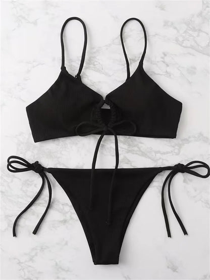 2024 Sexy Bikini Women Low waist Swimsuit Female Solid Brazilian Bikinis Set 2 Pieces Swimming Beach Bathing Suit New Beachwear