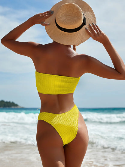 Fashion Bikini Textured Swimwear Women 2026 High Cut Swimsuit Women Bathing Suits Solid Brazilian Bikinis Set