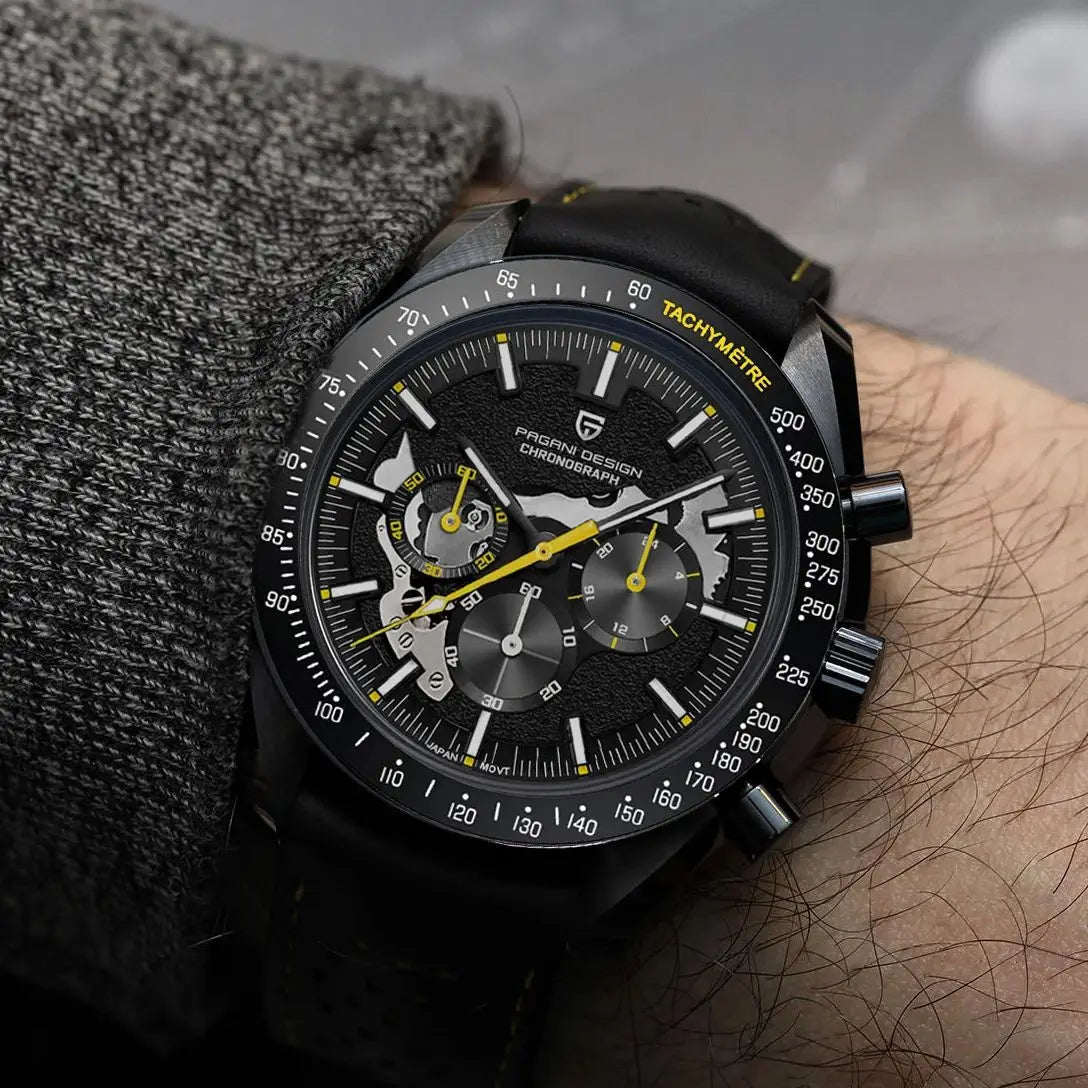 PAGANI DESIGN 2024 New Moon back Men's Watches Luxury VK63 Quartz Watch Men Sports Chronograp AR Sapphire glass Wrist watch Men