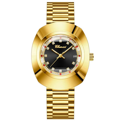 CHENXI Couple's Matching Quartz Watches Gold-Tone High-Fashion Diamond-Studded Waterproof Steel Bracelet Timepieces
