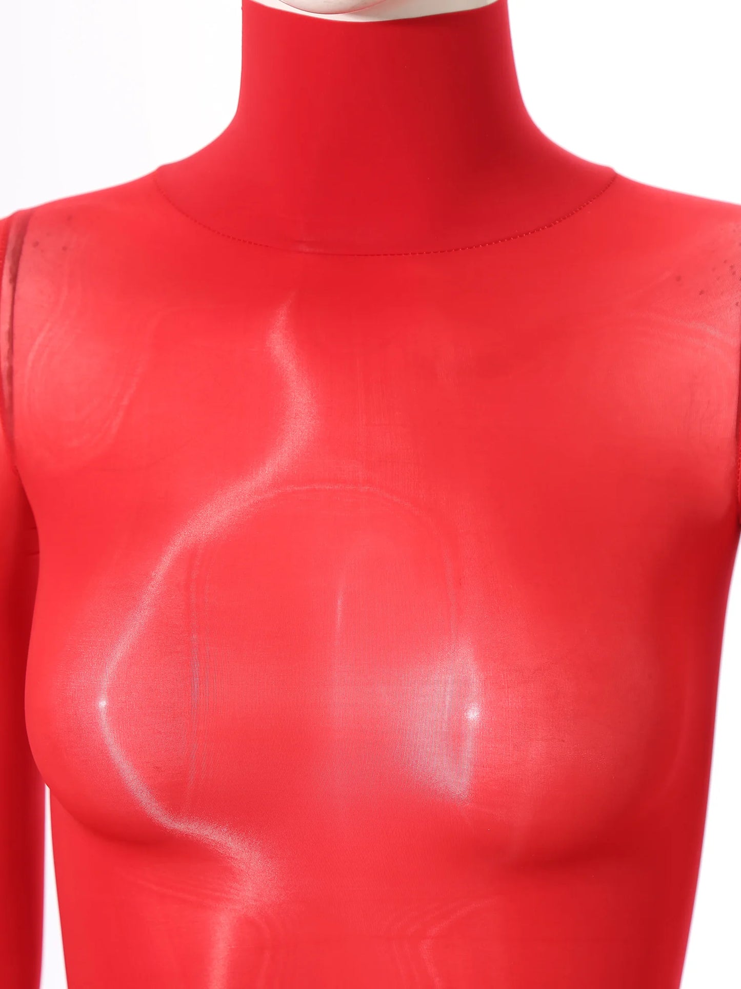 Womens See Though Bodycon Dress Sexy Lingerie Nightwear Long Sleeve Stretchy Glossy Dresses Tempting Party Pole Dancing Clubwear