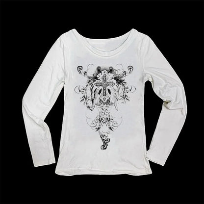 Y2k Aesthetic pattern Vintage Basic Tees Ladies Clothes Retro Graphic Top Short Sleeve Casual T Shirt for Women Millennium style