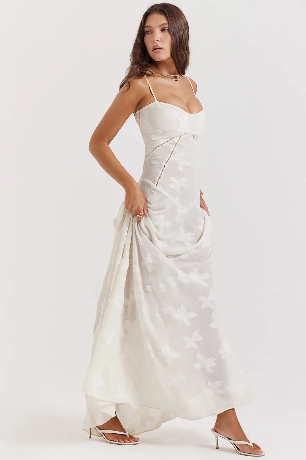 Ashgaily White Dress Women Halter Cotton Long Dress Lace Elegant Party Outfits Ladies Sexy Club Clothes
