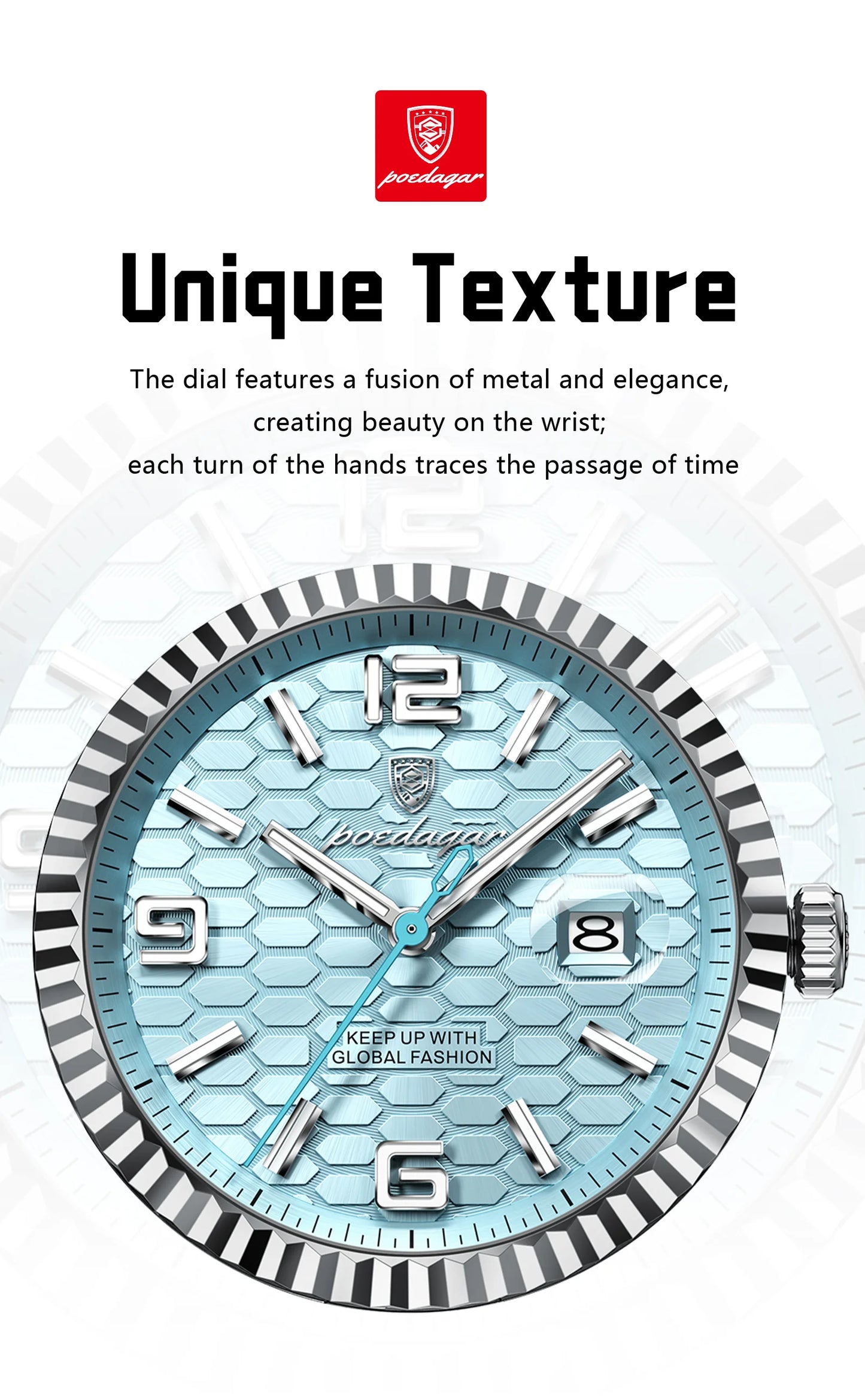 POEDAGAR Fashion Exquisite Men Wristwatches Waterproof Luminous Date Luxury Man Watch Stainless Steel Quartz Men's Watches Reloj