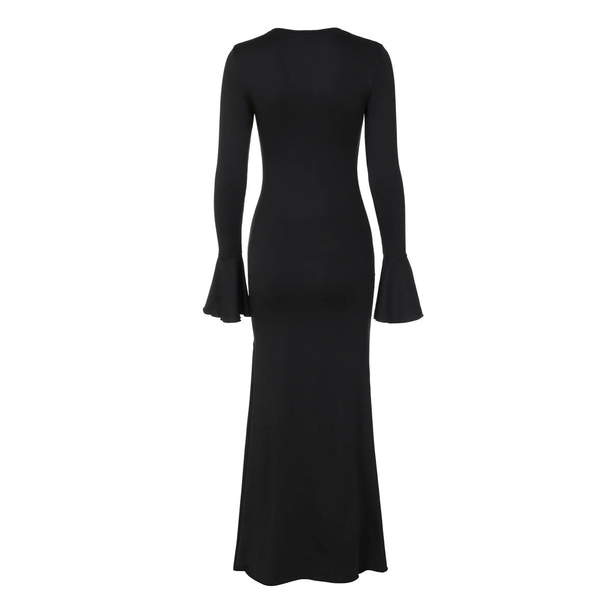 Women Elegant Ruffle Hem White Long Dress Fashion Shirring V-neck Flare Long Sleeve Dresses 2024 New Evening Party Robes Vestido