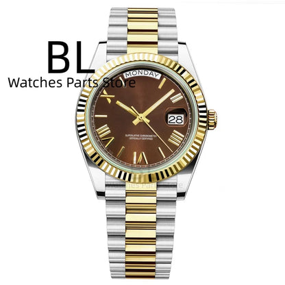 BLIGER 36mm39mm Silver Gold Luxury Enamel Dial Men's Watches Miyota8285 Week Date Function Waterproof Sapphire Glass Reloj Hombr