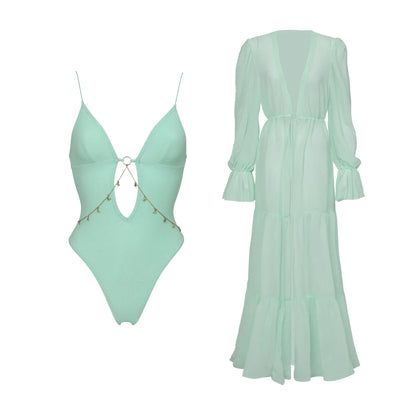 Bikini Swimsuit with Cover Up Brazilan Bikini Set Swimwear for Women Sexy Gradient Halter Bathing Suit Summer Female