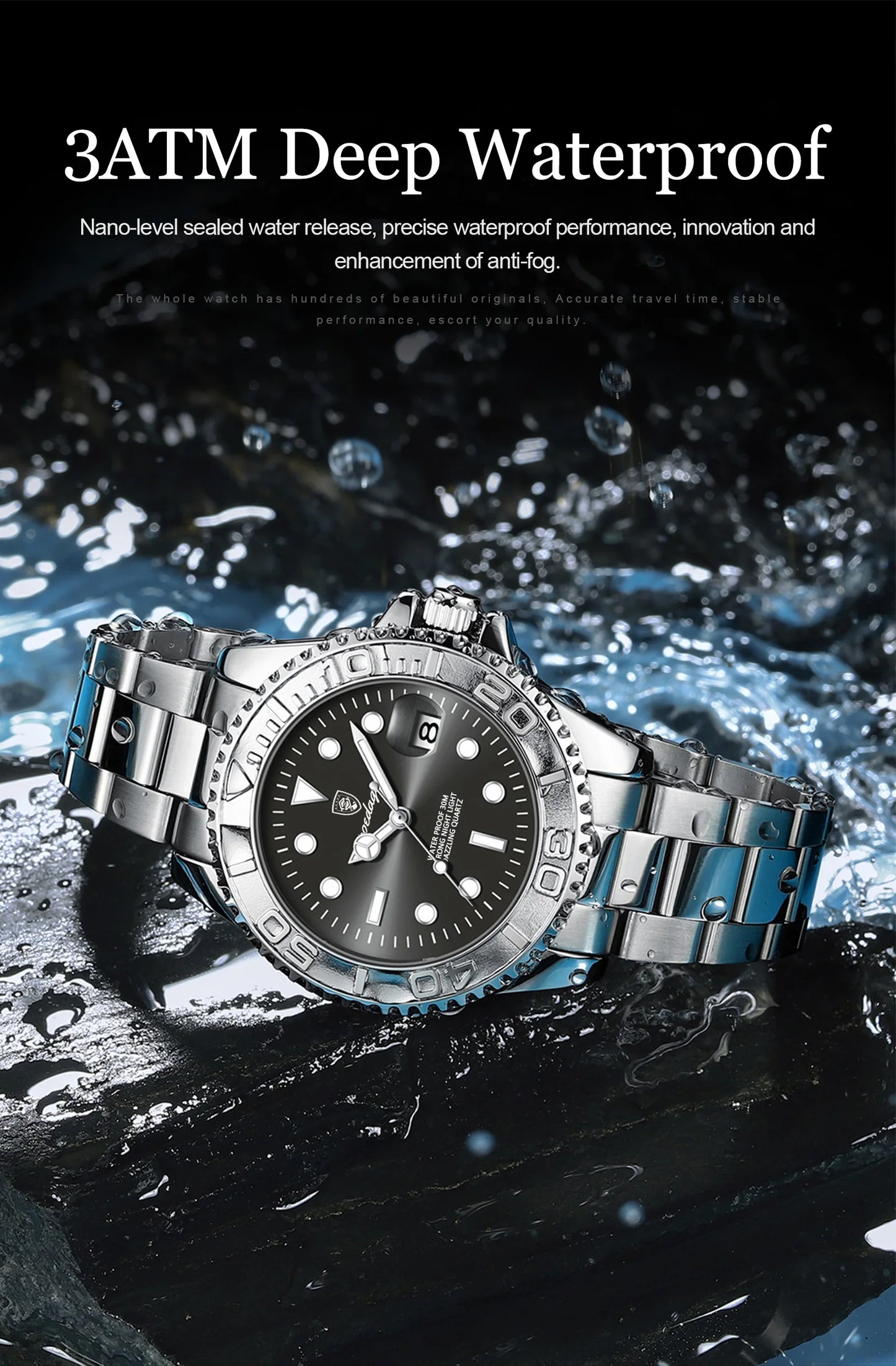POEDAGAR Top Luxury Male Watch Waterproof Luminous Date Men Watch Stainless Steel Male Clock Sport Fashion Men's Quartz Watches
