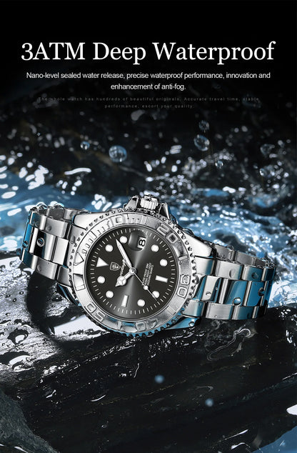 POEDAGAR Top Luxury Male Watch Waterproof Luminous Date Men Watch Stainless Steel Male Clock Sport Fashion Men's Quartz Watches