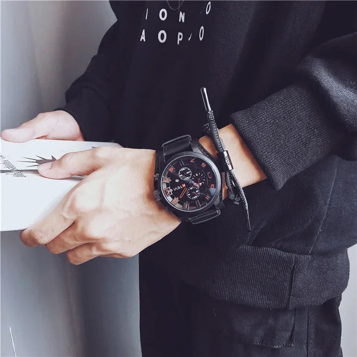 Retro Men's Watches High-end Luxury Man Watch PU Leather Strap Date Business Quartz Watch Big Dial Military tactical Wristwatch