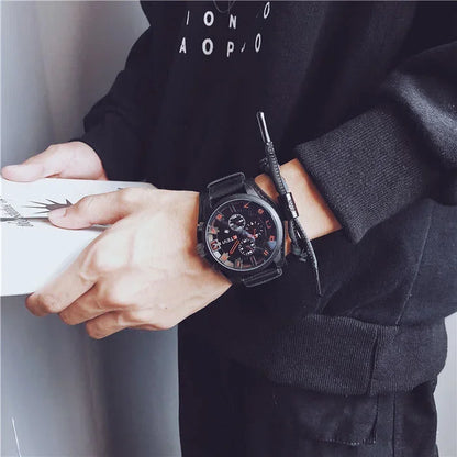 Retro Men's Watches High-end Luxury Man Watch PU Leather Strap Date Business Quartz Watch Big Dial Military tactical Wristwatch