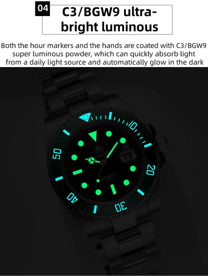 ADDIESDIVE AD2503 Luxury Men Automatic Watch 8215 Movement Sapphire Glass Diving Watches 200M Waterproof Mechanical reloj hombre