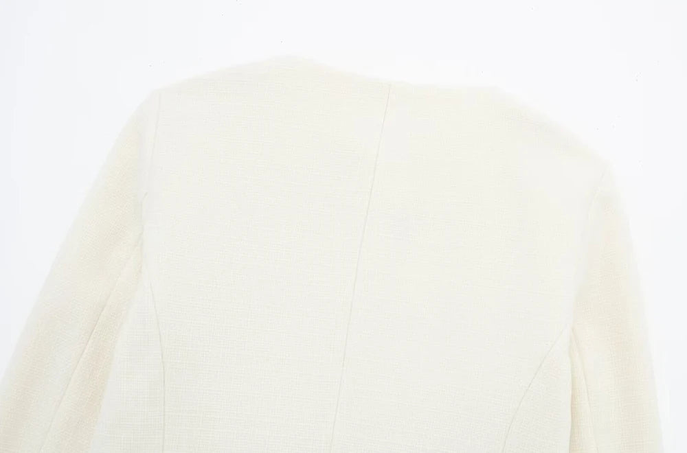Women's Golden Button Jacket Coat, O Neck, Long Sleeve, Female Outerwear, Chic Tops, Fashion