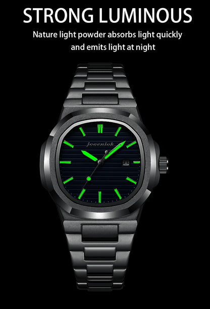 JOOENIOK Luxury Military Man Watch Square Waterproof Luminous Date Week Men Watch Stainless Steel Quartz Men's Watches Reloj+box