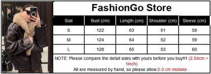Brown Faux Fur Collar Leather Jacket Women Oversize Design Long Sleeve Coat 2025 Fashion Luxurious Versatile Bomber Outerwear