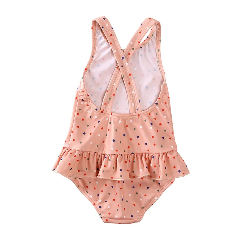 Girls Cute Backless Floral One-piece Swimsuit Baby Bikini Swimwear with hat Sun-proof Beach Vacation Toddlers Kids Chic Swimsuit