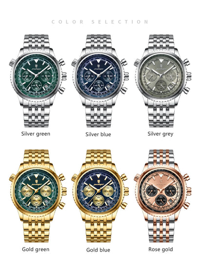 POEDAGAR Luxury Watches For Man Date Chronograph Stainless Steel Sport Men Watch Waterproof Luminous Quartz Military Men's Watch