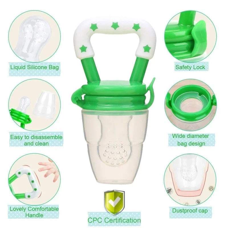 Baby Fruit and Vegetable Teether Fresh Food Supplement Toys Infant Fruit Teething Silicone Pouches Baby Feeding Tableware