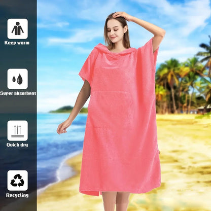 Unisex Oversized Quick Dry Poncho Hoodie Towel Beach Robe Swim Surf Changing Towel Loungewear Pajamas for Adults