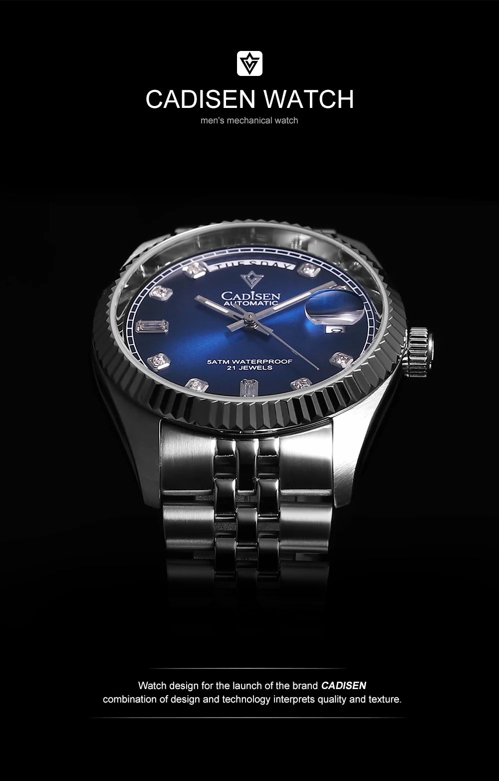 2024 New CADISEN Top Brand 38mm Men's Automatic Mechanical Watches luxury Sapphire Stainless Steel Men watch reloj hombre 5 bar
