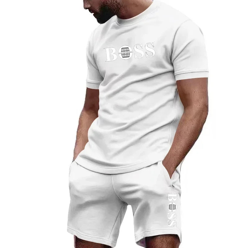 Men's two-piece sportswear short-sleeved T-shirt and pants set running and fitness sportswear summer 2025 big discount