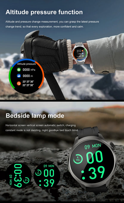 New 1.85"AMOLED NFC GPS Smart Watches For man IP68 Waterproof Blood Pressure Body Temperature Sport Fitness tracker Smart Watch