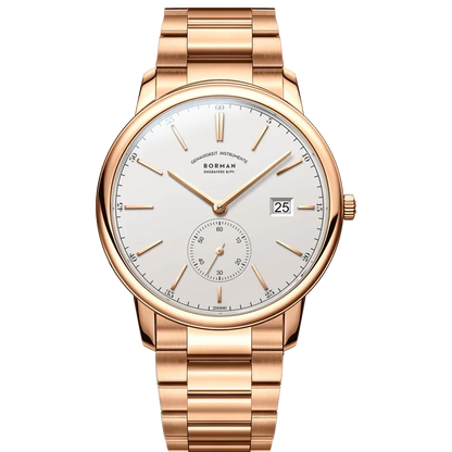 BORMAN Luxury Mens Automatic Mechanical Watch Rose Gold Case Sub Dial Sport Watches Genuine Leather High Quality Gentleman Clock