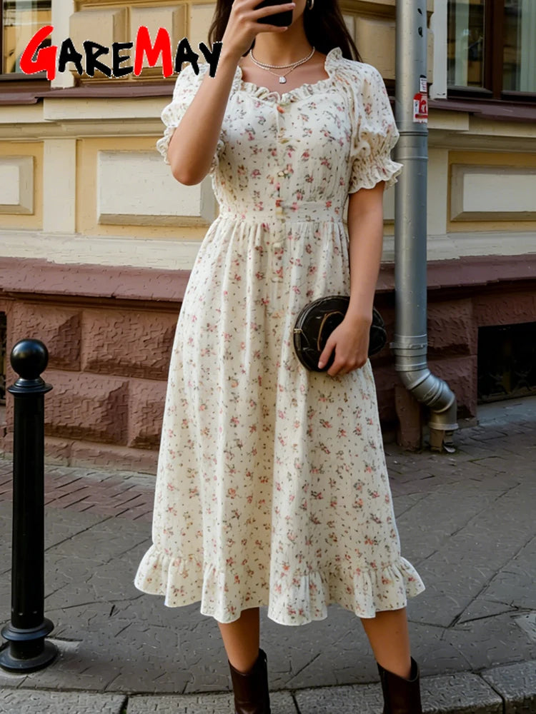 Elegant Women's Summer Cotton 100% Dress Vintage Light Midi Muslim Dresses Beautiful Long  Casual  White Dress for Women 2026