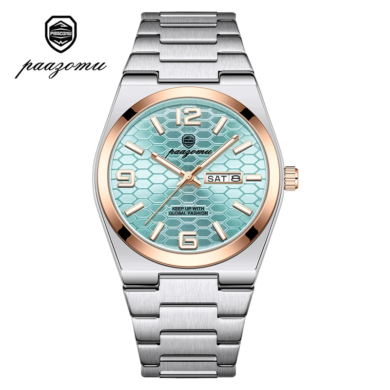 PAAZOMU Casual Man Watch Fashion Exquisite Men Wristwatches Waterproof Luminous Date Stainless Steel Quartz Men's Watches Reloj