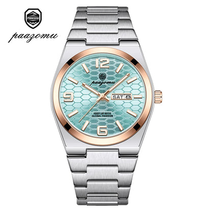 PAAZOMU Casual Man Watch Fashion Exquisite Men Wristwatches Waterproof Luminous Date Stainless Steel Quartz Men's Watches Reloj
