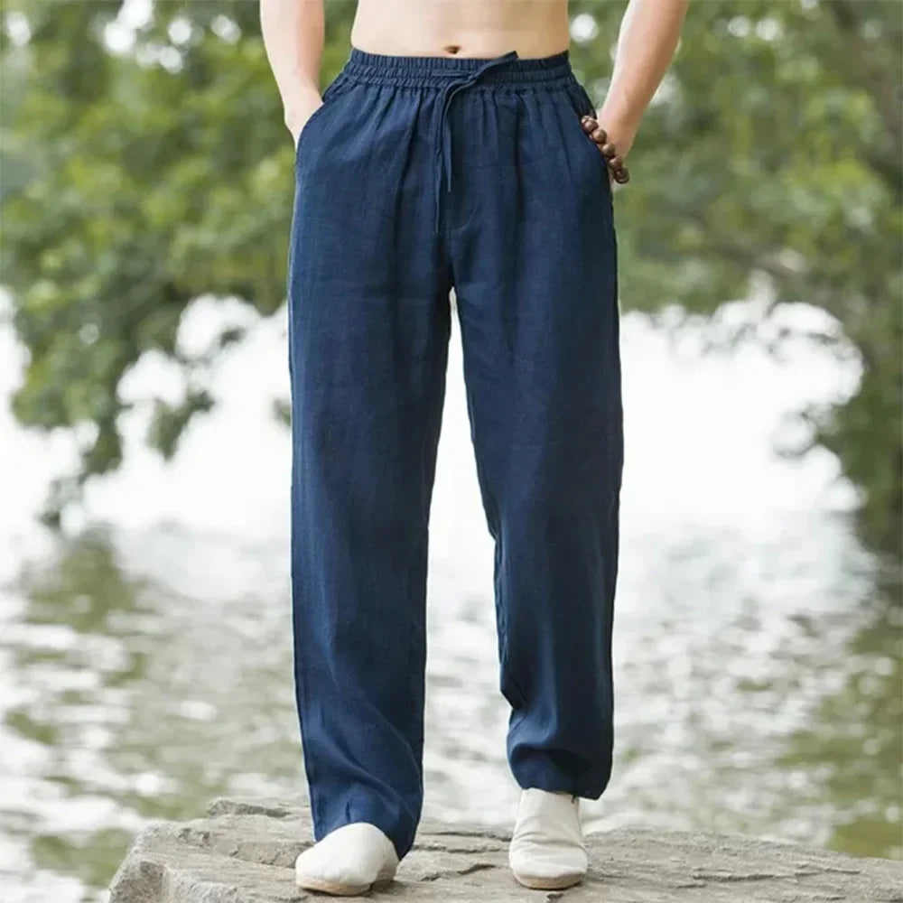 New Men's Beach Pants Joggers Fashion Cotton Linen Sweatpants Casual Pants Hawaiian Vacation Loose Spring/Summer Long M-4XL