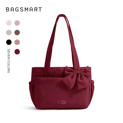 BAGSMART Versatile Travel Tote Bag Women Commuting Bag Multiple Pockets Messenger Handbag College School Shoulder Bag