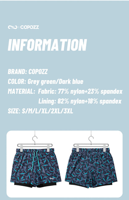 COPOZZ Summer Men's Beach Swimming Trunks Drawstring Elastic Waist Swimsuit Shorts Plus Size Quick Drying Swimwear Shorts Board