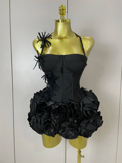Sexy Halter Prom Gown Celebrity Club Two Piece Set Cocktail Elegant Women Fashion Luxury Birthday Party Red Black Bandage Outfit