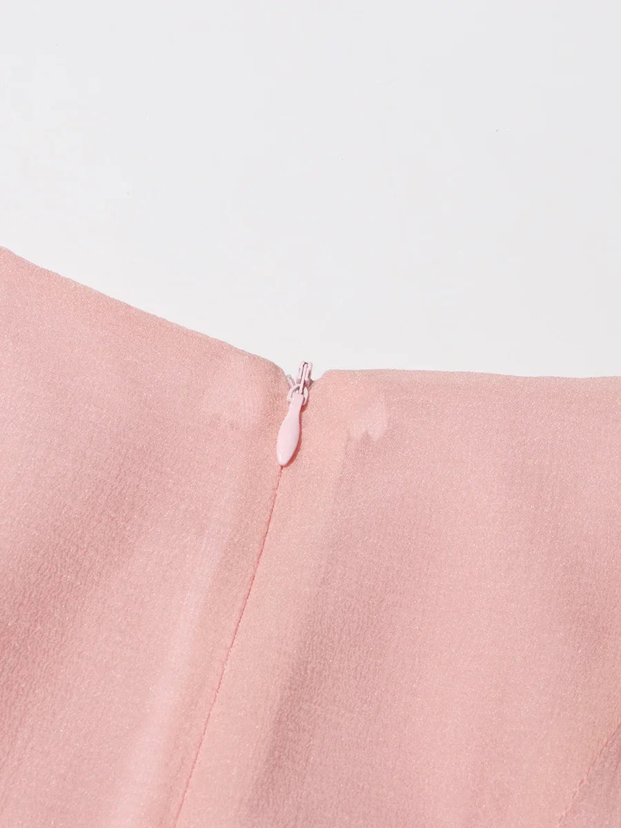 VGH Sweet Ruffles Elegant Knee Length Dresses for Women Round Neck Flare Sleeve High Waist Spliced Button  A Line Dress Female