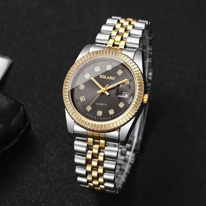 Luxury Rhinestone Men Business Watches Fashion Women Quartz Watch with Calendar Clock Gift（Without Box）