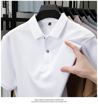 Men's 100% Cotton Polo Shirt - Summer Casual Breathable Tee,19 Colors,Ideal for Golf and Sports,Business Casual,Silk-Like Finish