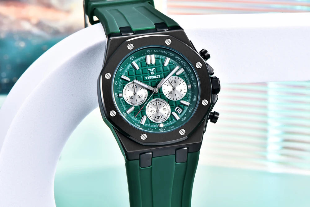 2025 New TYBERLEY Men's Watches Top Brand Luxury Quartz Watch Men Chronograph Wristwatches Sports Waterproof Luminous Grid Clock