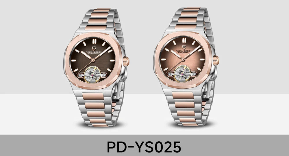 PAGANI DESIGN Tourbillon Men's Watches Rose Gold Top Luxury Automatic Watch For Men Mechanical Wristwatches AR Sapphire Luminous