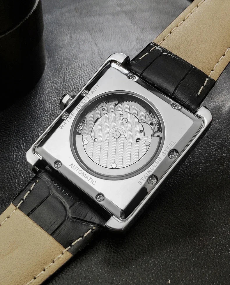 Luxury Automatic Watch Men Mechanical Wristwatches Top Brand Dress Watches Square Stainless Steel Waterproof Clock CARLTINY 2023