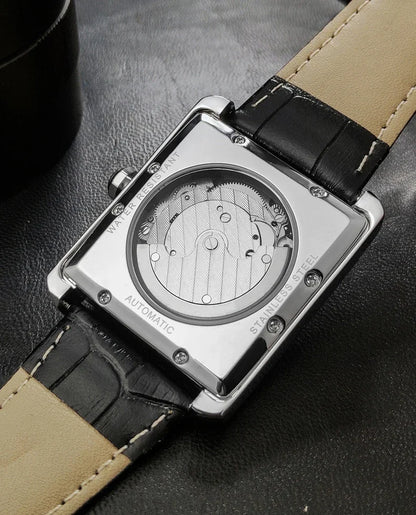 Luxury Automatic Watch Men Mechanical Wristwatches Top Brand Dress Watches Square Stainless Steel Waterproof Clock CARLTINY 2023