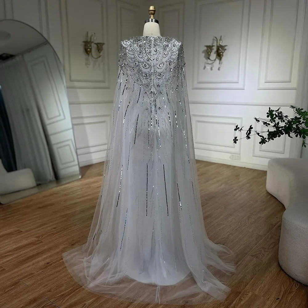 Serene Hill 2025 Turquoise Mermaid Evening Dresses Gowns With Beaded  Cape For Women's Wedding Party LA72168A Customized