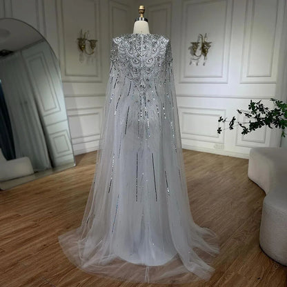 Serene Hill 2025 Turquoise Mermaid Evening Dresses Gowns With Beaded  Cape For Women's Wedding Party LA72168A Customized
