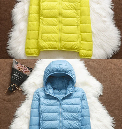 15 Colors Women Puffer Jackets Plus Size 5xl 6xl 7xl 2025 New Spring Autumn Hooded Female Ultra Lightweight Packable Down Coats