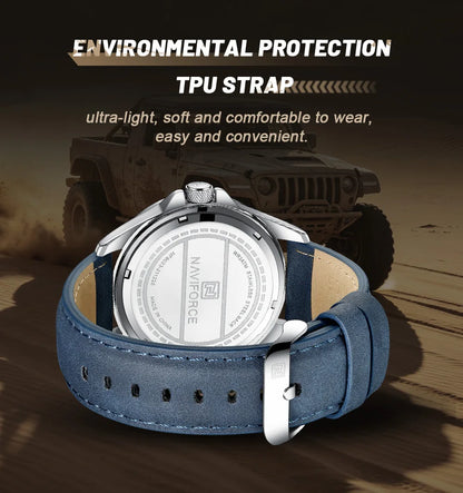 NAVIFORCE Brand Men Fashion Quartz Watches Male Leather Strap Sport Waterproof Wristwatches CalendarClock Relogio Masculino