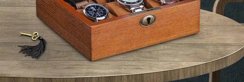 Wooden Watch Box Luxury Mechanical Watch Boxes Men Portable with Lock Watches Case Waterproof Cases for Wrist Watch Organizer