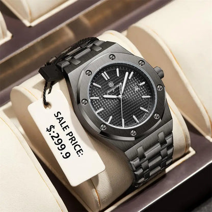 PAAZOMU Luxury Watches For Men Stainless Steel Waterproof Luminous Man Watch Date Week Fashion Casual Men's Quartz Watch Reloj