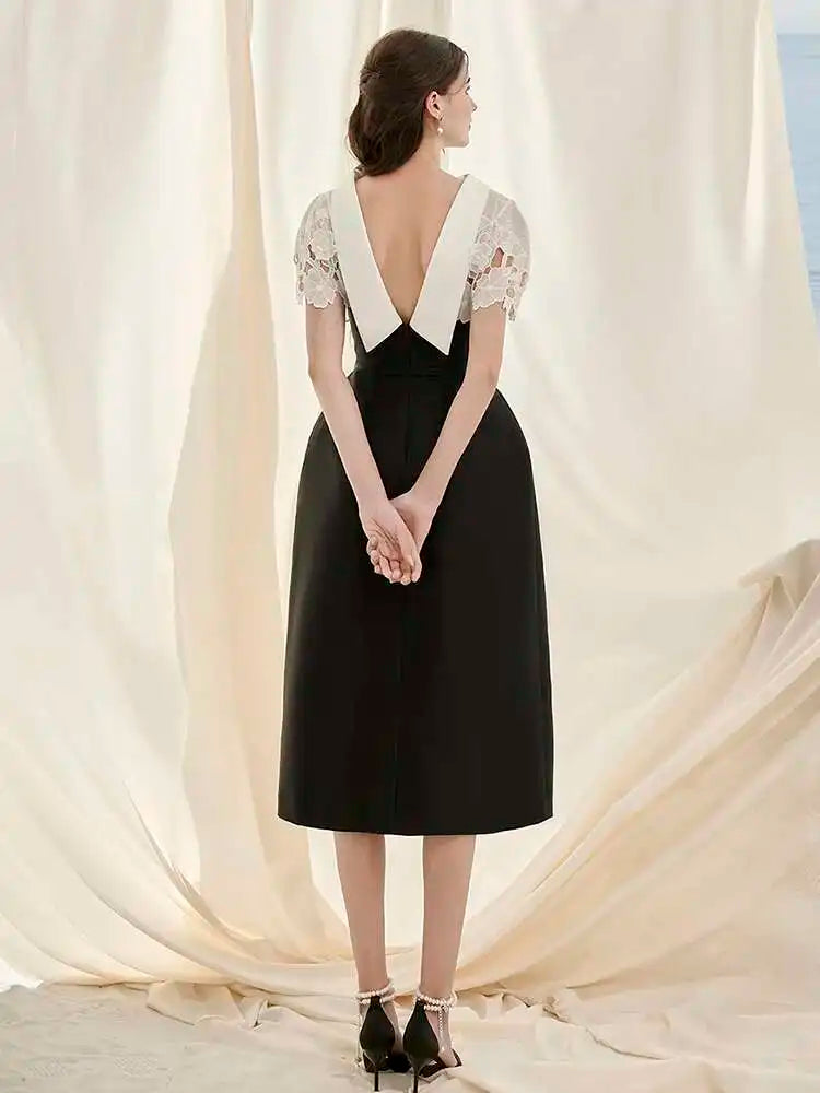 DEAT 2026 Spring Women's Lace Crochet Backless Dress Fashion Trendy Sleeveless Patchwork High Waist Dresses Female New 15C119