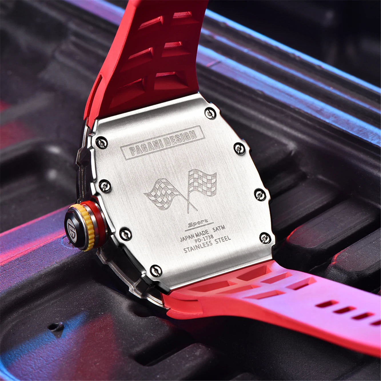 PAGANI DESIGN  Luxury Mens Quartz Watches Barrel Shape Waterproof Wrist Watch For Men VH65 Silicone Luminous Sapphire Mirror